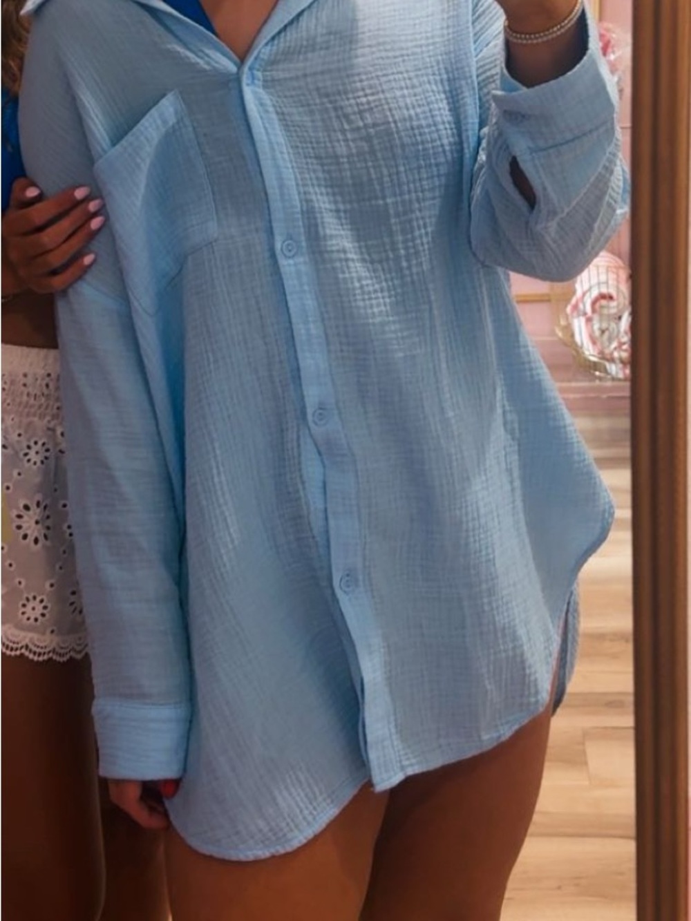 Target Light Blue Button-Up Swim Coverup